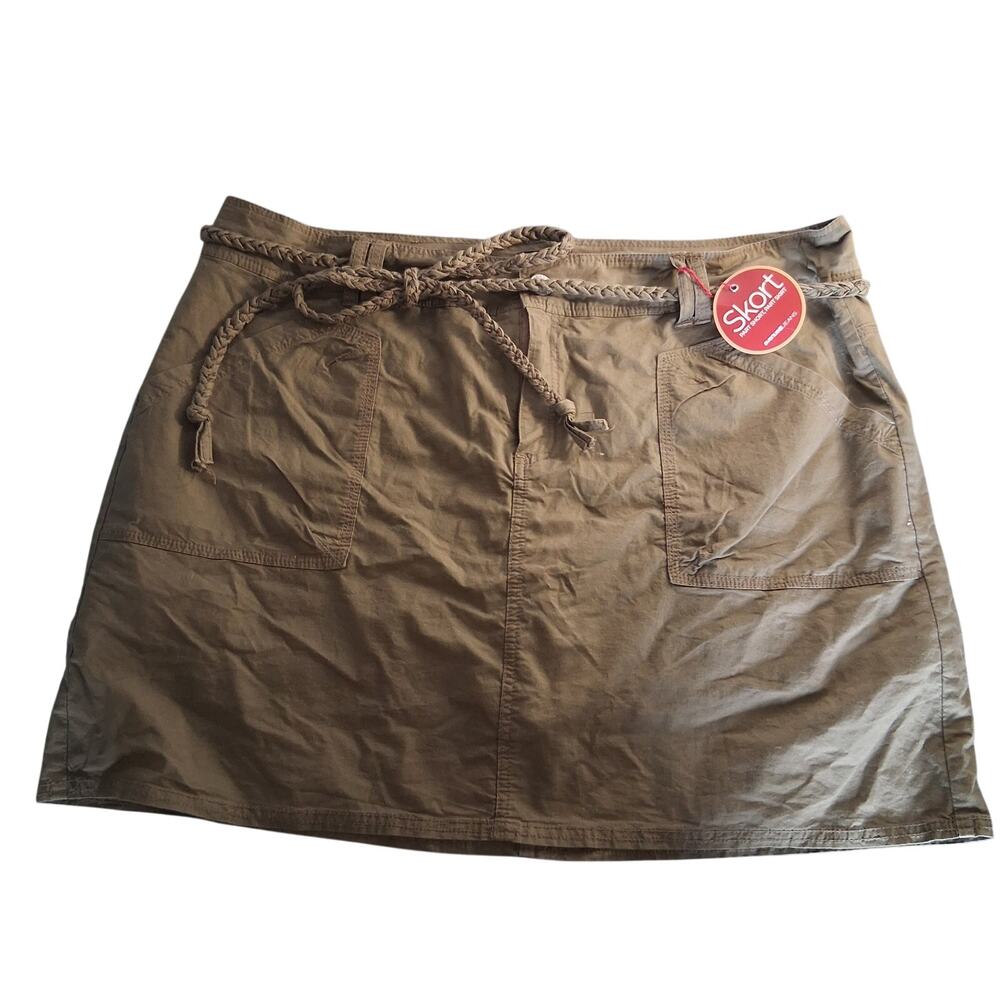 Avenue Stretch Size 18 Khaki Cargo Skort NWT Braided Belt Pockets